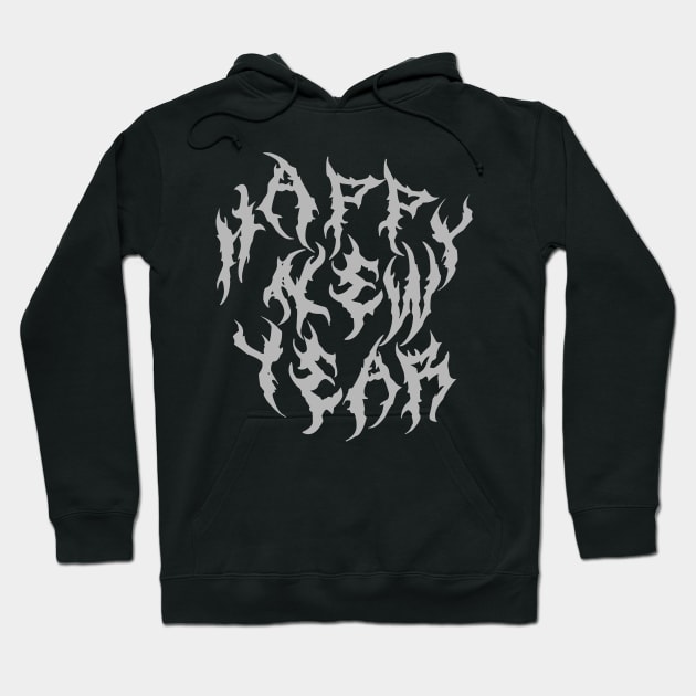 Black Metal Happy New Year Hoodie by MarceloMoretti90